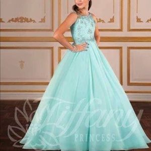 Size 16 NWT, Tiffany Princess Gown, Mint Color